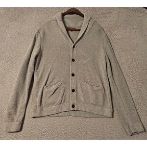 Rag & Bone Mens Grey Cotton Shawl Collar Button Cardigan Sweater XL RN108879